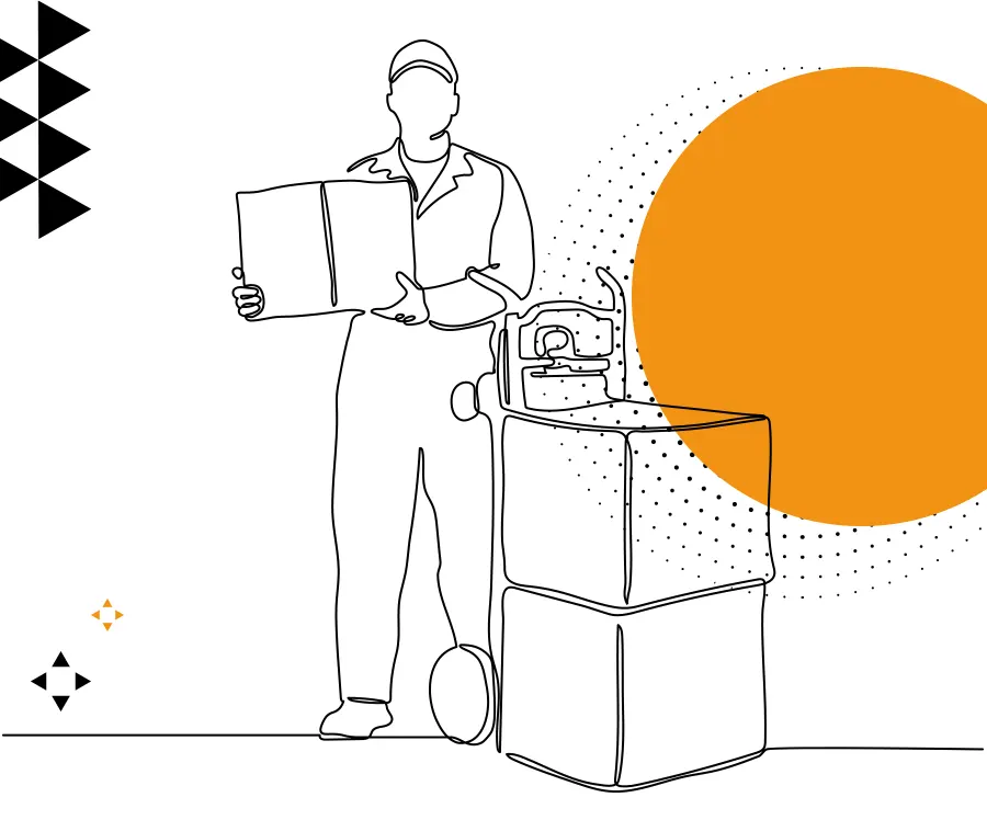 actualité livraison Dessin d'un homme qui livre des cartons pour une actualité de livraison