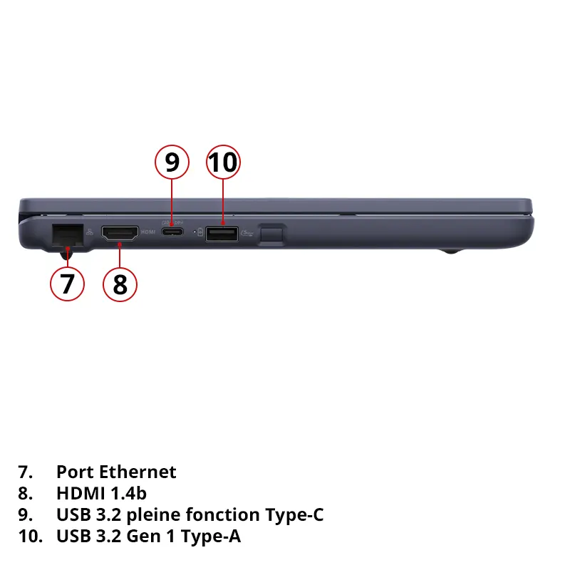 Asus-vue-gauche loRdi ASUS BR1104C vue du côté gauche